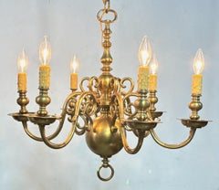 18th Century Solid Brass Dutch Light Fixture Chandelier