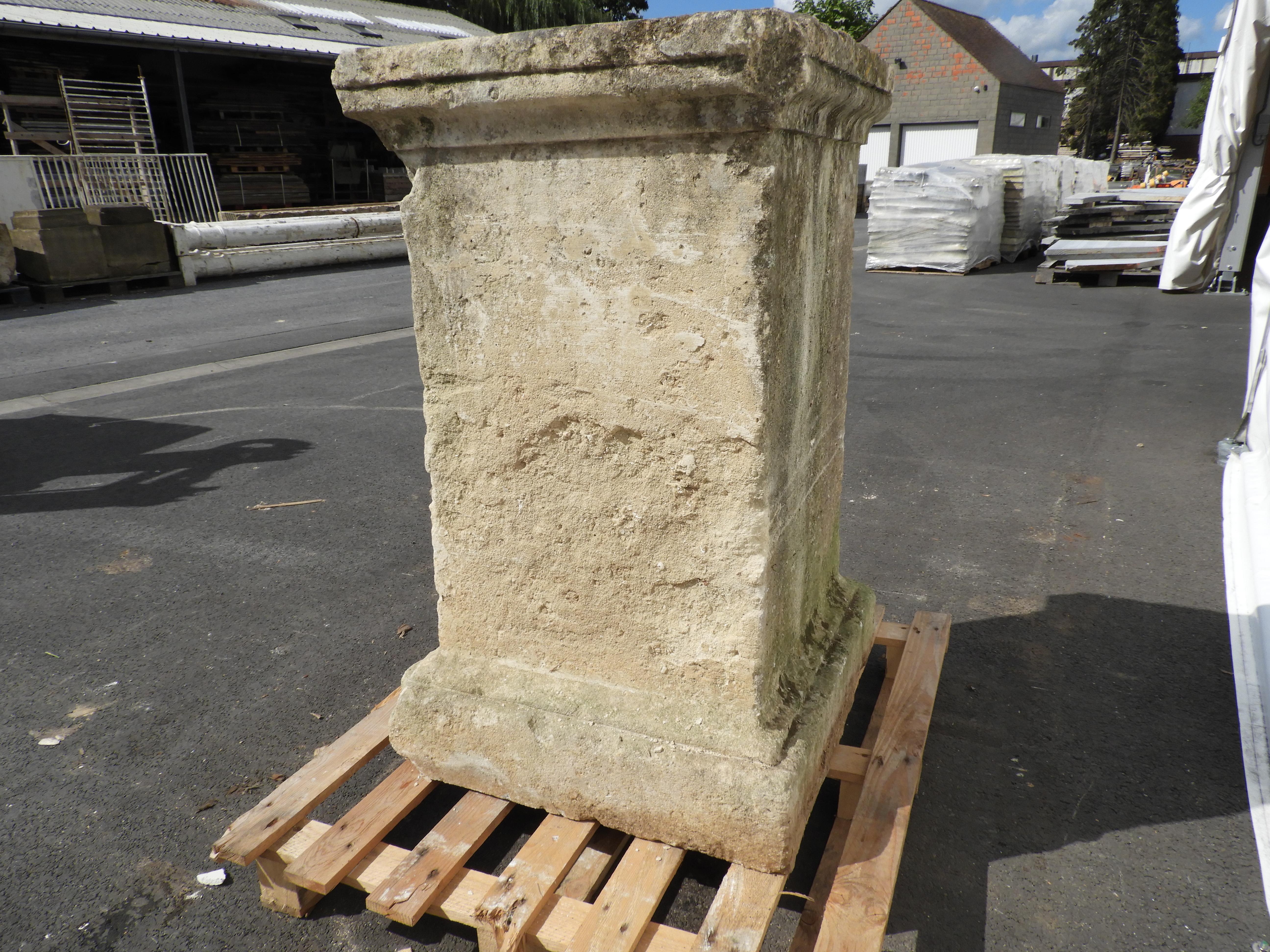 Other 18th Century Solid French Limestone Stone Pedestal For Sale