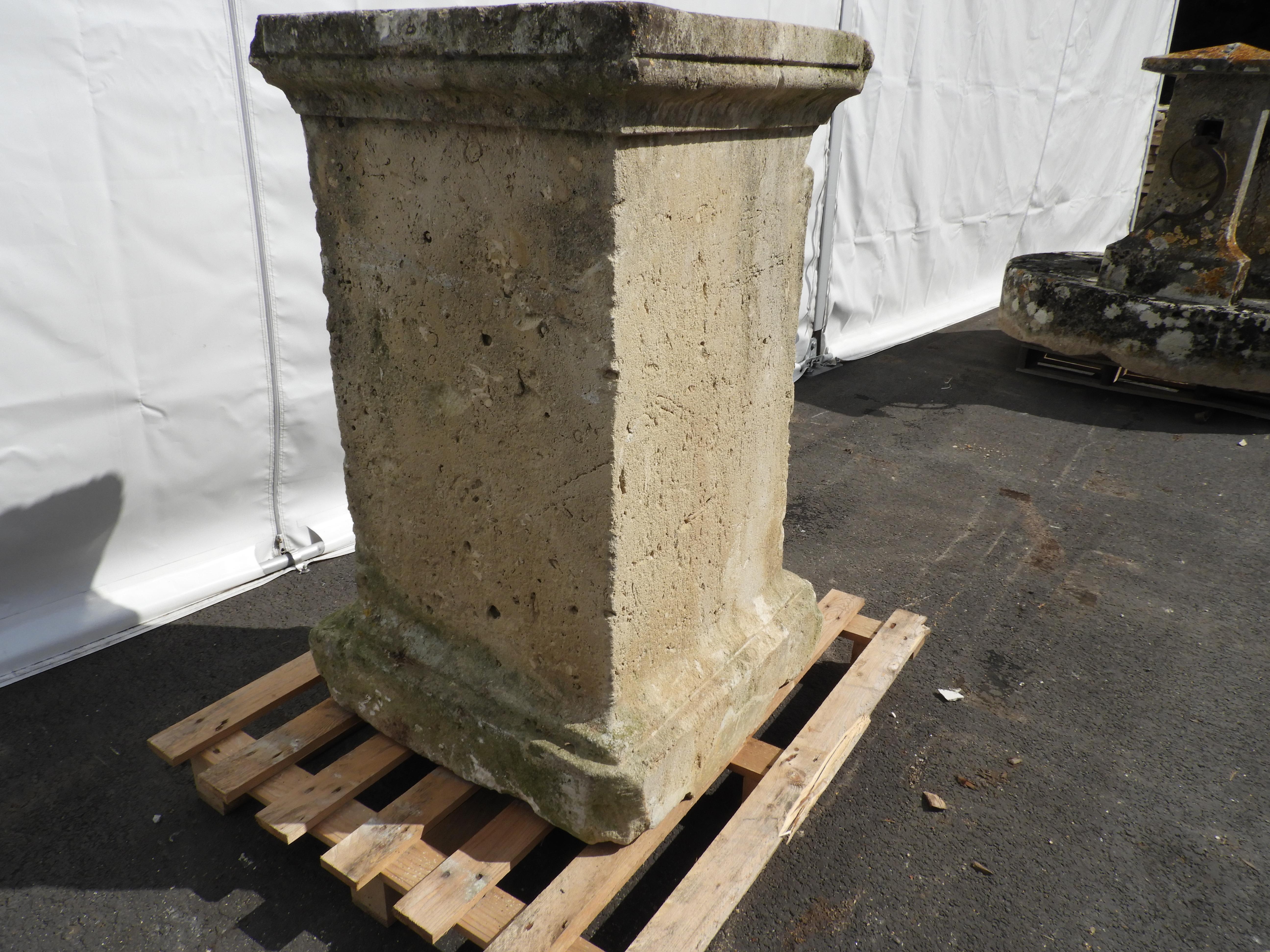 18th Century and Earlier 18th Century Solid French Limestone Stone Pedestal For Sale
