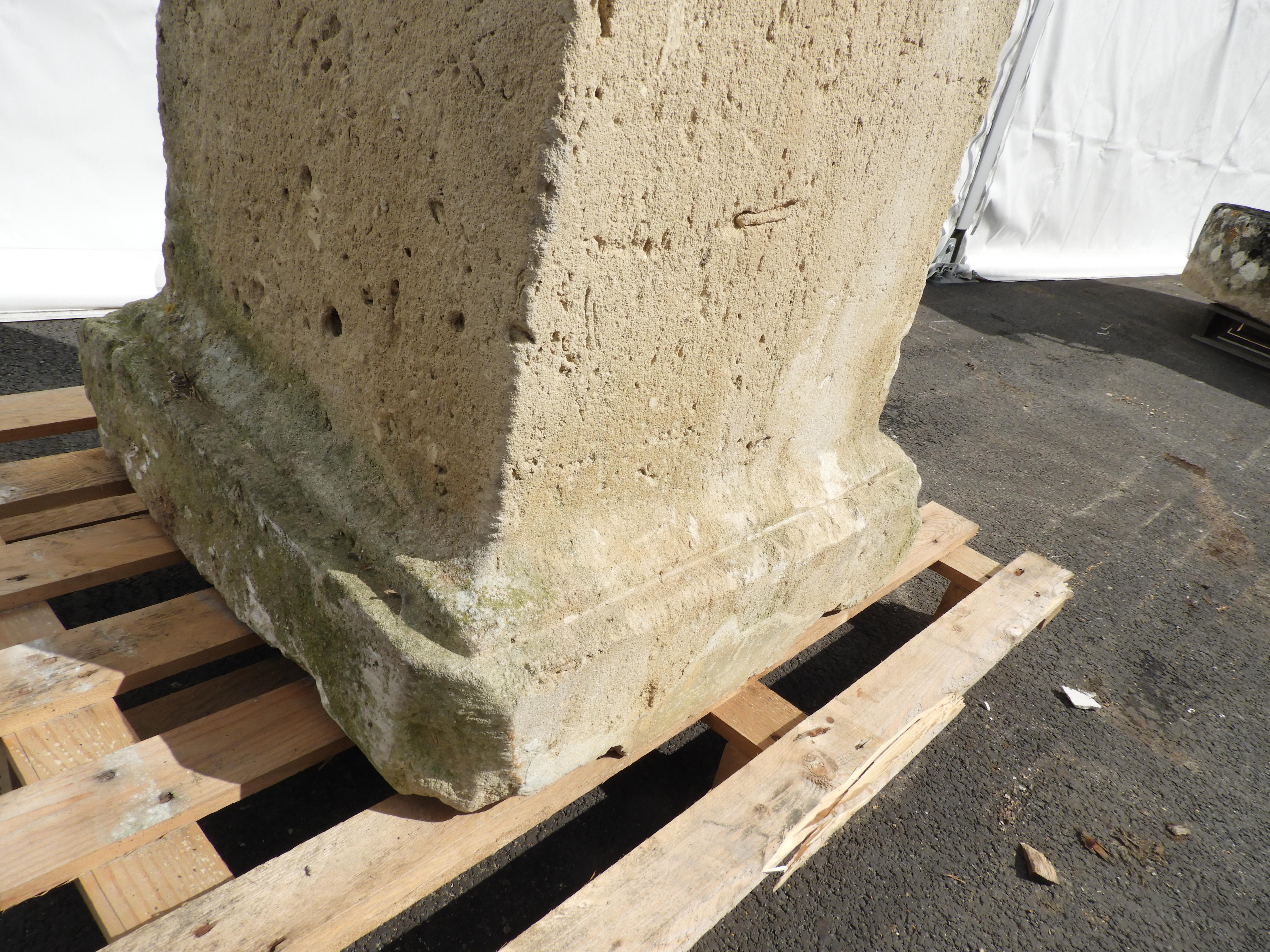 18th Century Solid French Limestone Stone Pedestal For Sale 3