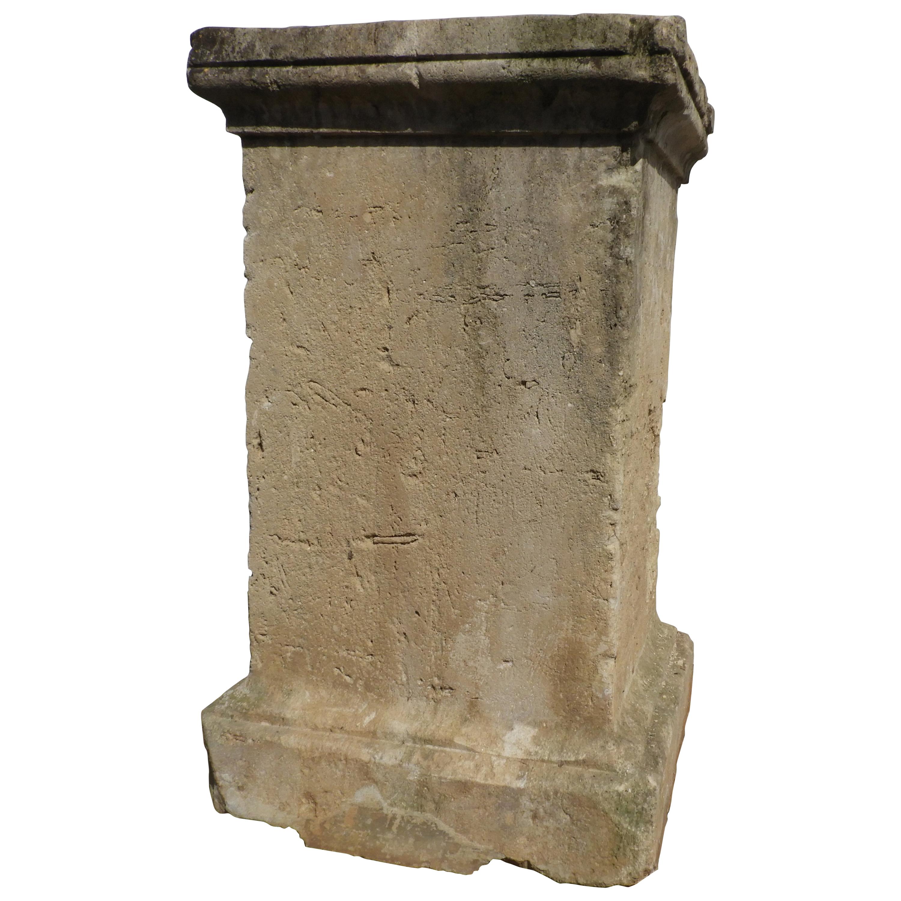 18th Century Solid French Limestone Stone Pedestal For Sale