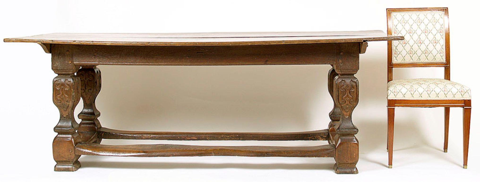 18th Century Solid Oak Baroque Refectory Table For Sale 1