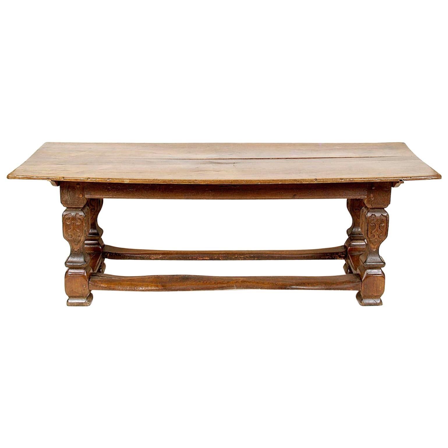 18th Century Solid Oak Baroque Refectory Table For Sale