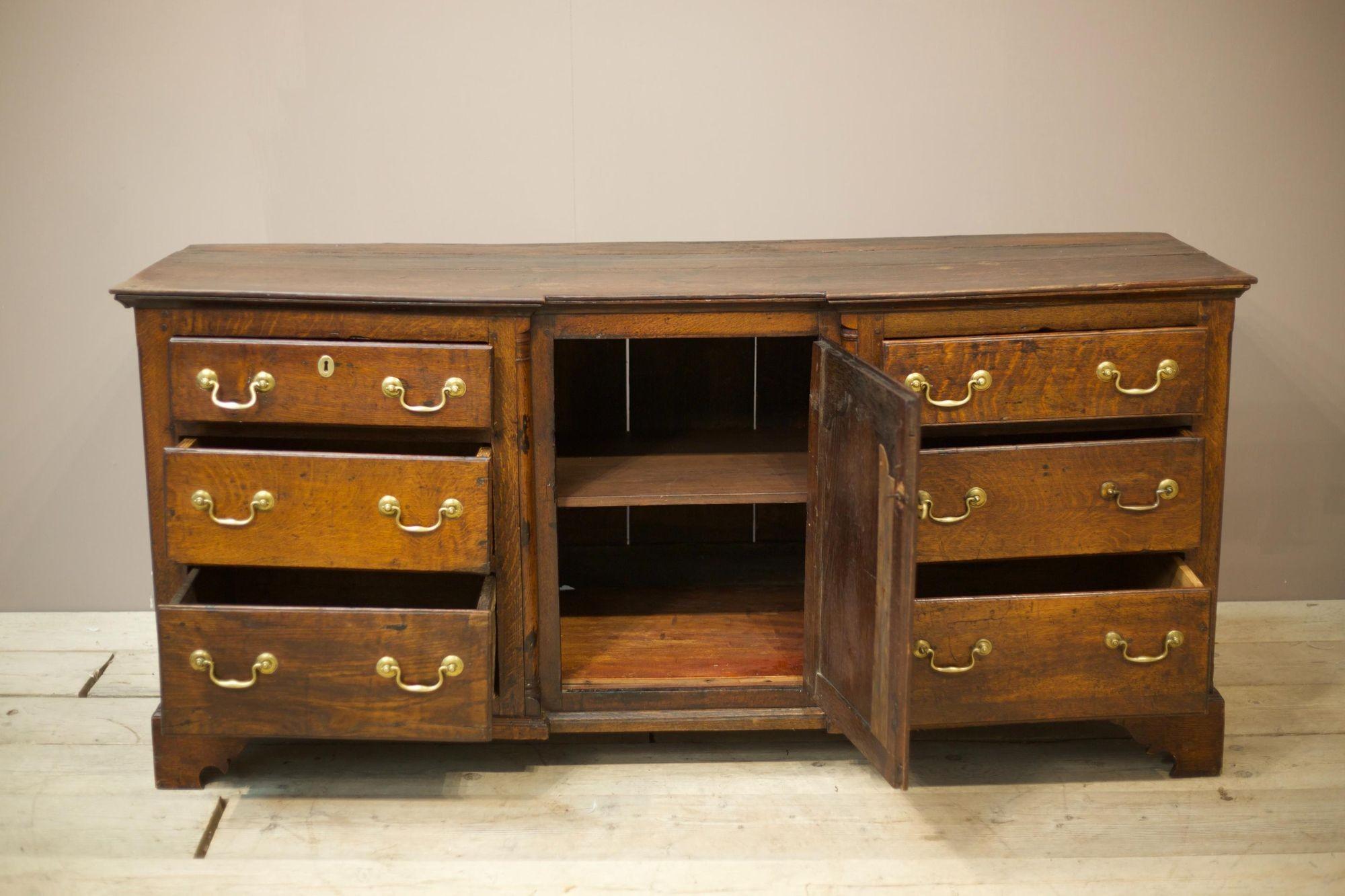 18th Century Solid Oak Georgian Dresser Base For Sale 5