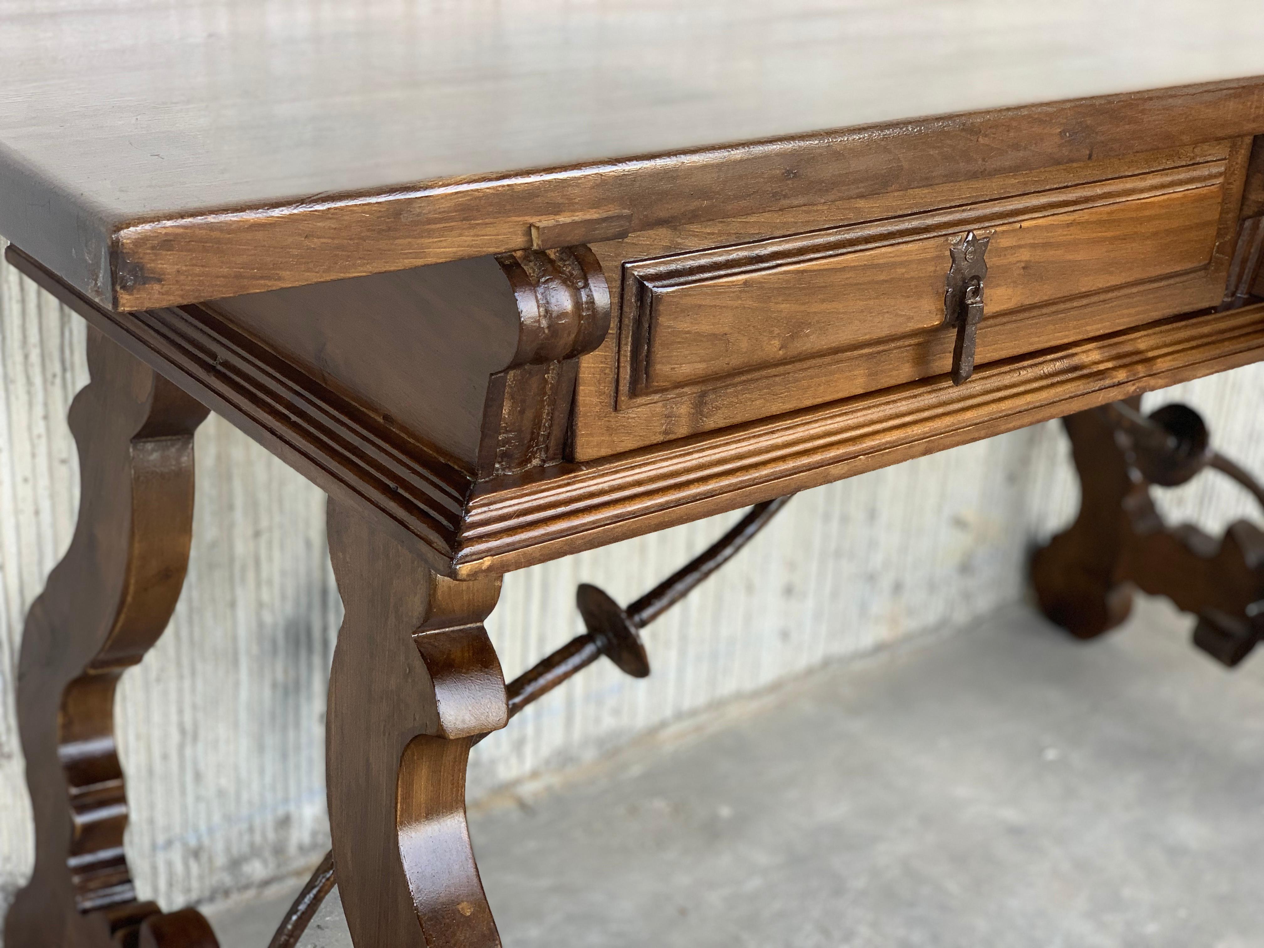 18th Century Solid Walnut Baroque Lyre-Leg Trestle Refectory Desk Writing Table 3