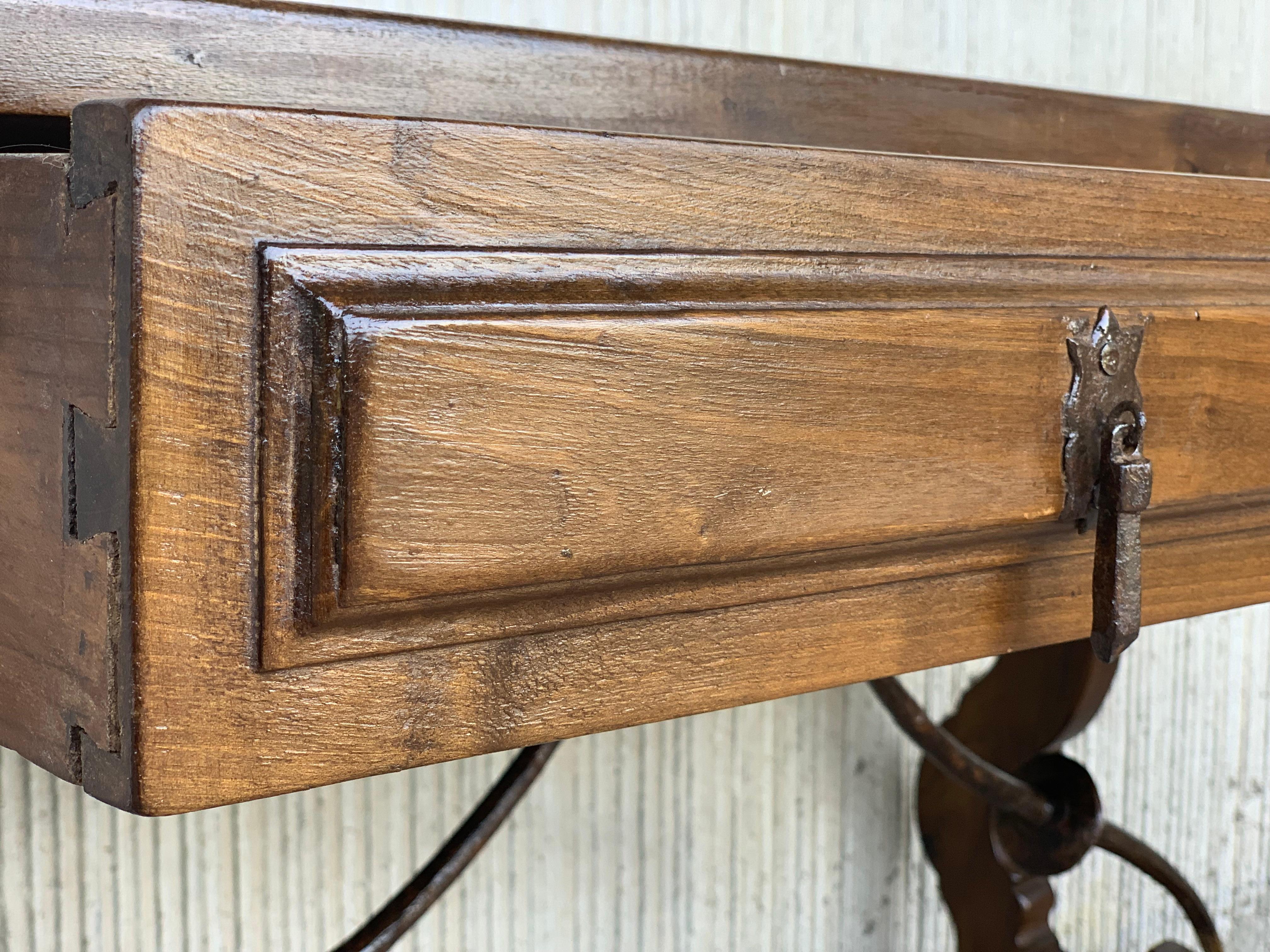 18th Century Solid Walnut Baroque Lyre-Leg Trestle Refectory Desk Writing Table 4