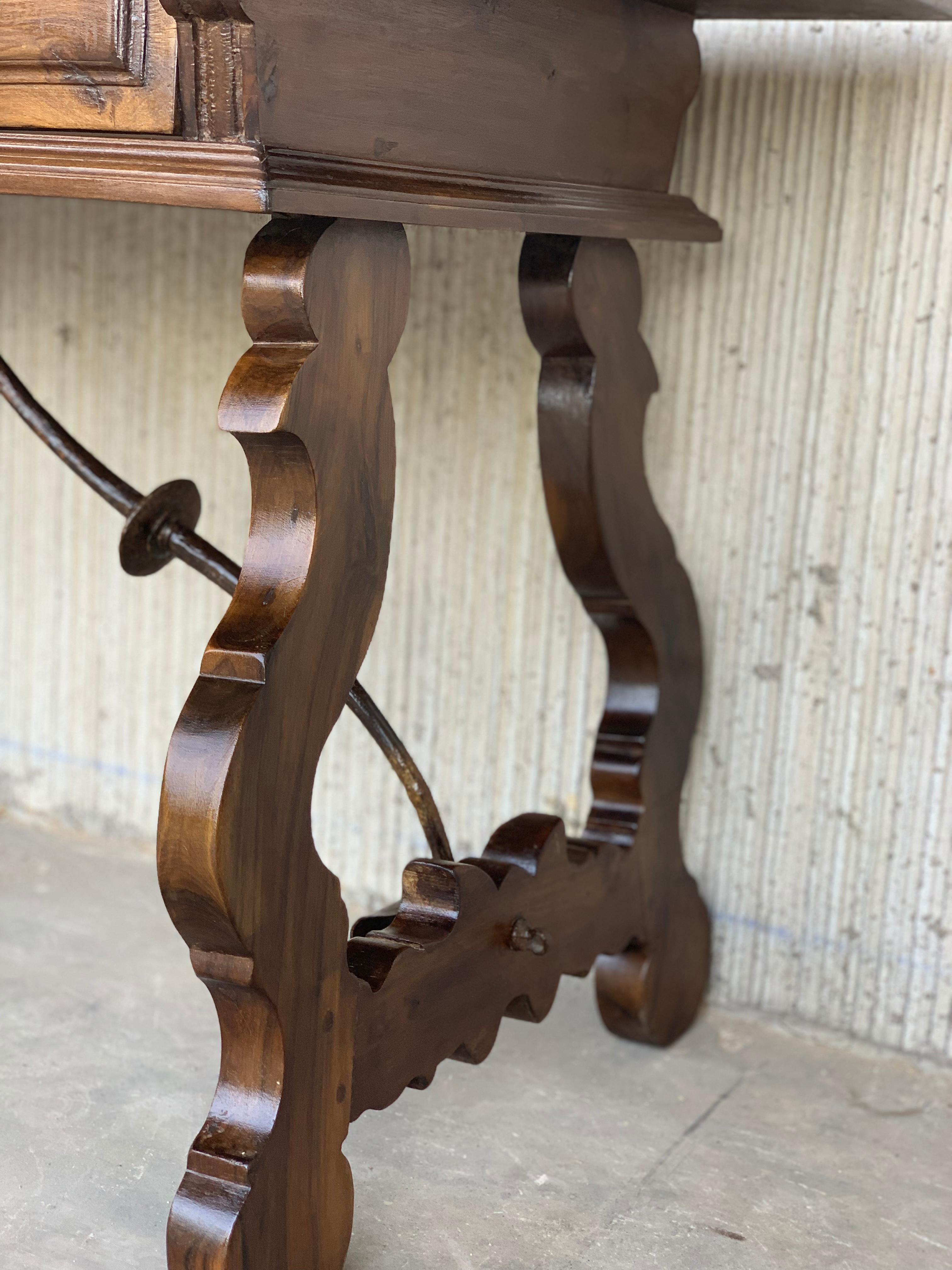 18th Century Solid Walnut Baroque Lyre-Leg Trestle Refectory Desk Writing Table 5