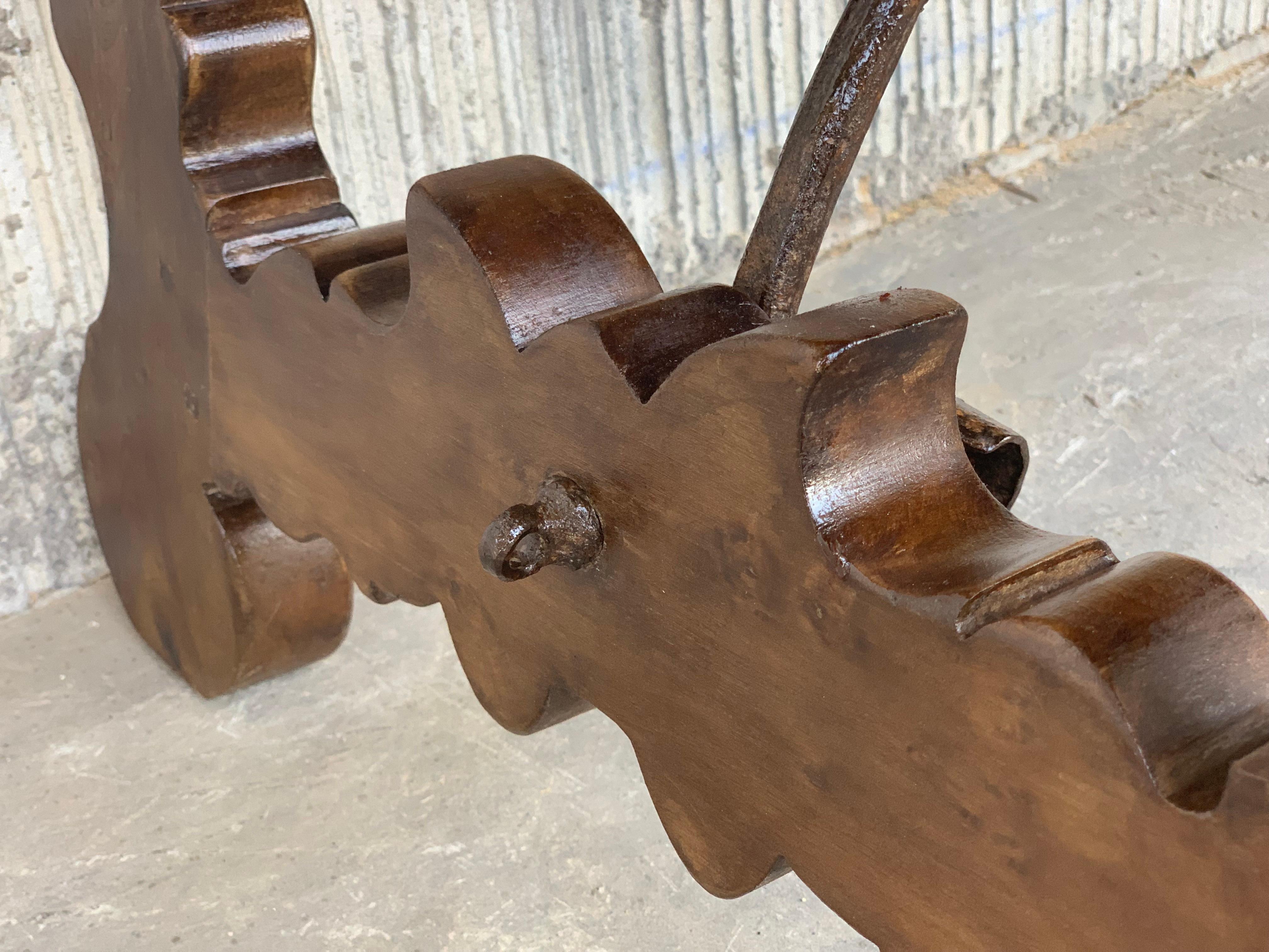 18th Century Solid Walnut Baroque Lyre-Leg Trestle Refectory Desk Writing Table 6