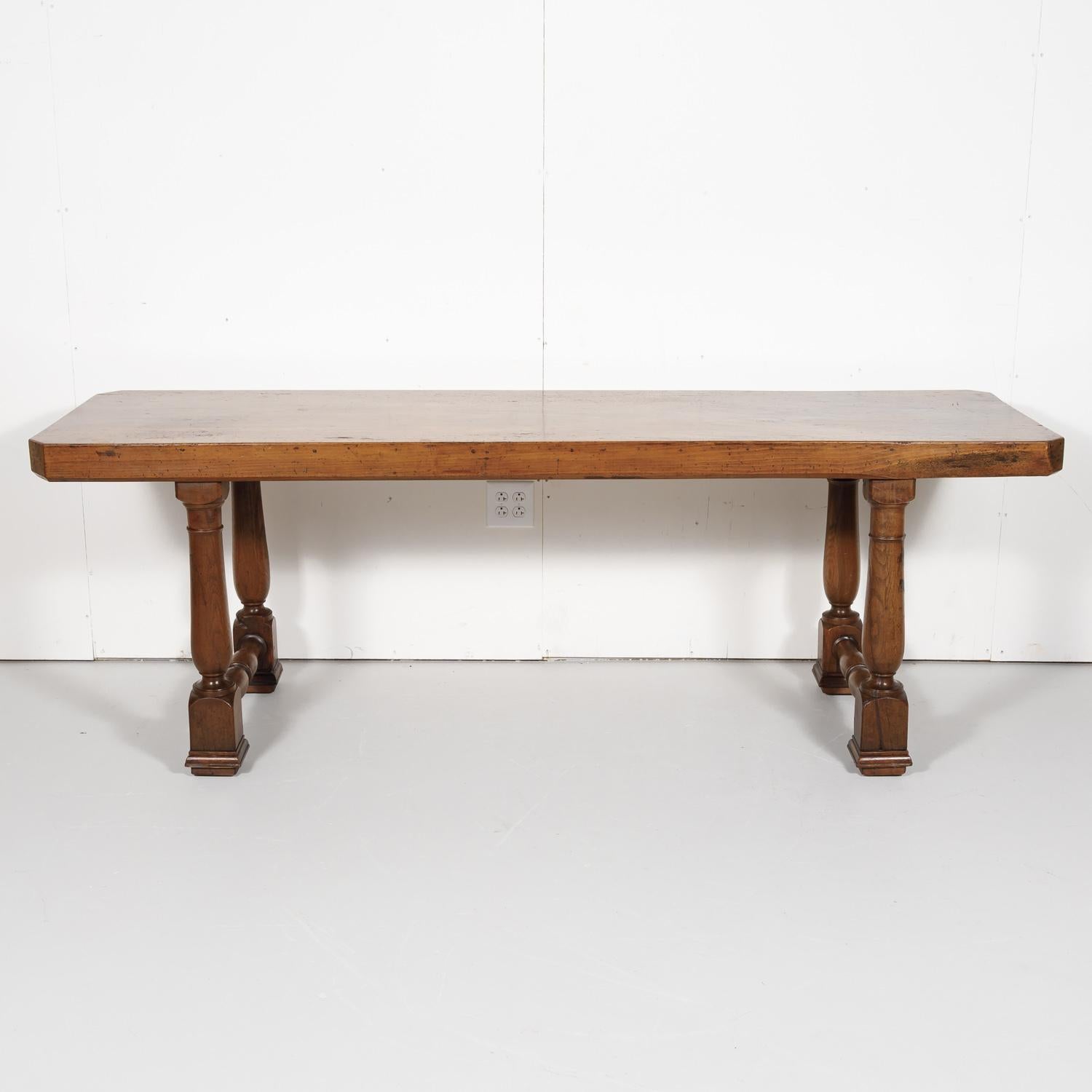 French Provincial 18th Century Solid Walnut Provincial Console or Dining Table