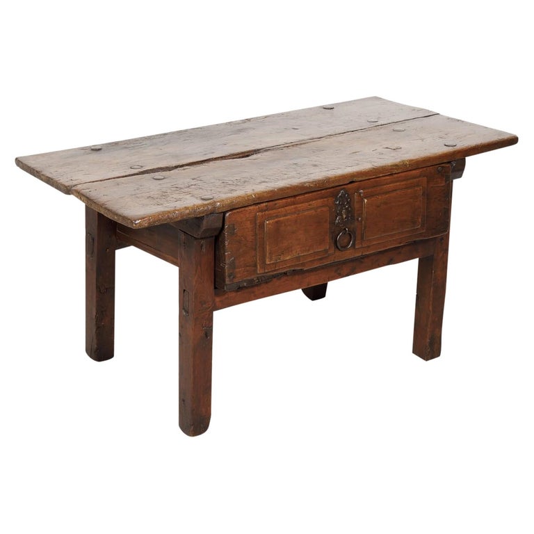 18th Century Solid Walnut Spanish Side Table For Sale