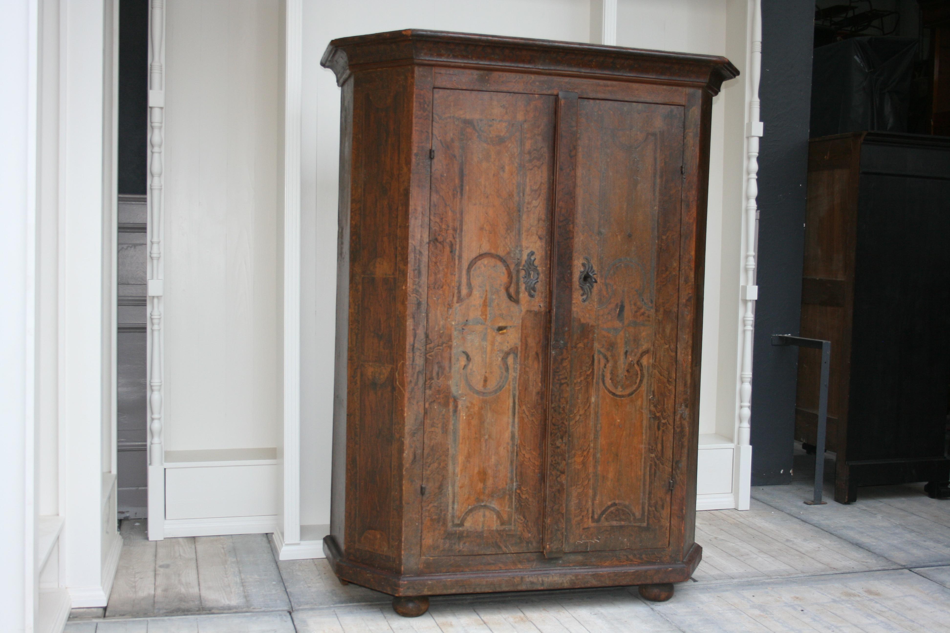 18th Century South German Armoire in Original Paint 6