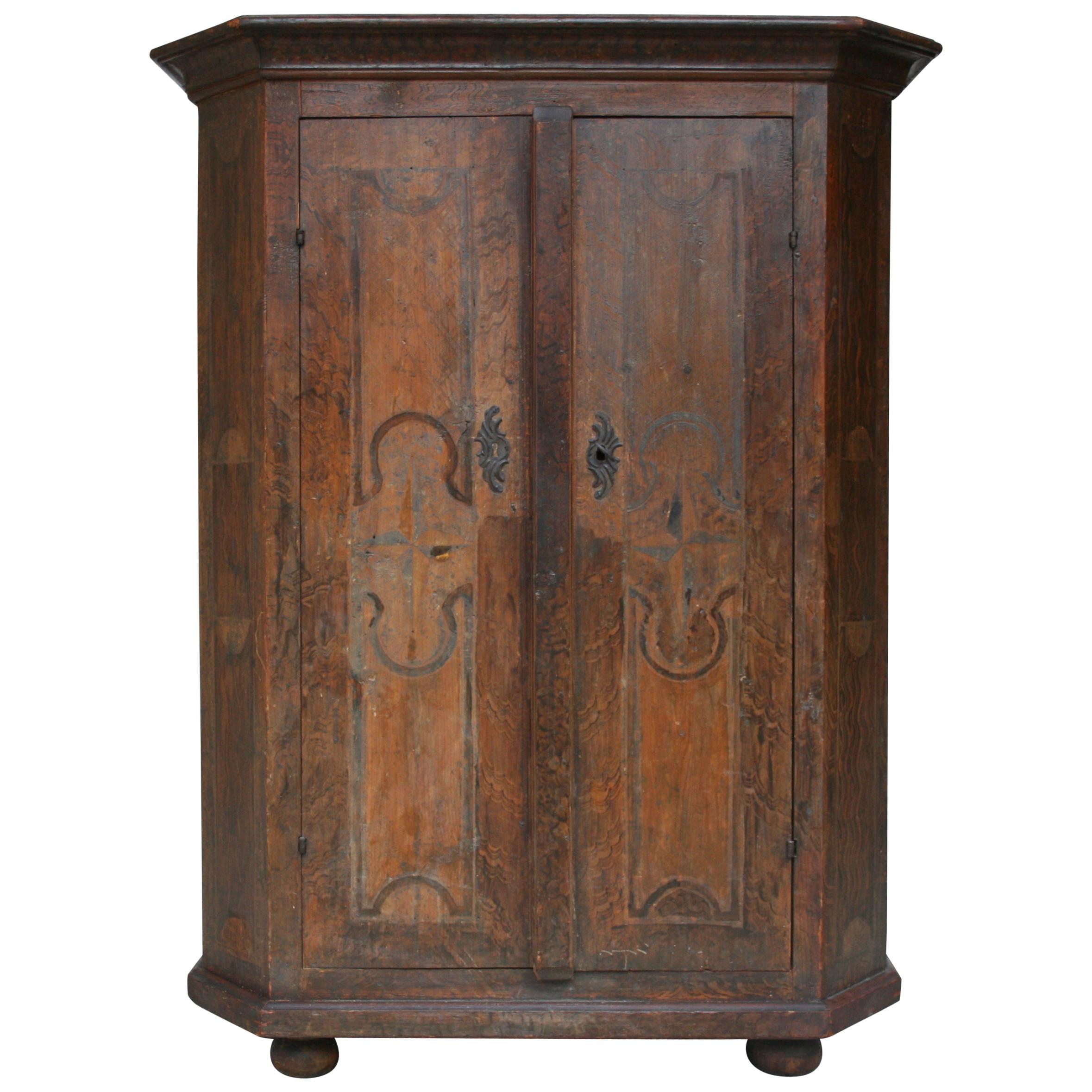 18th Century South German Armoire in Original Paint