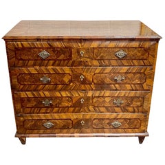 18th Century South German Burl Walnut 4 Drawer Commode