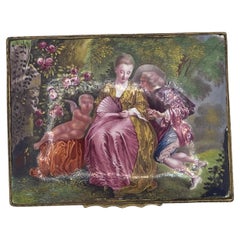 Caja de rapé del siglo XVIII del sur de Staffordshire - 'Cupido en el parque'