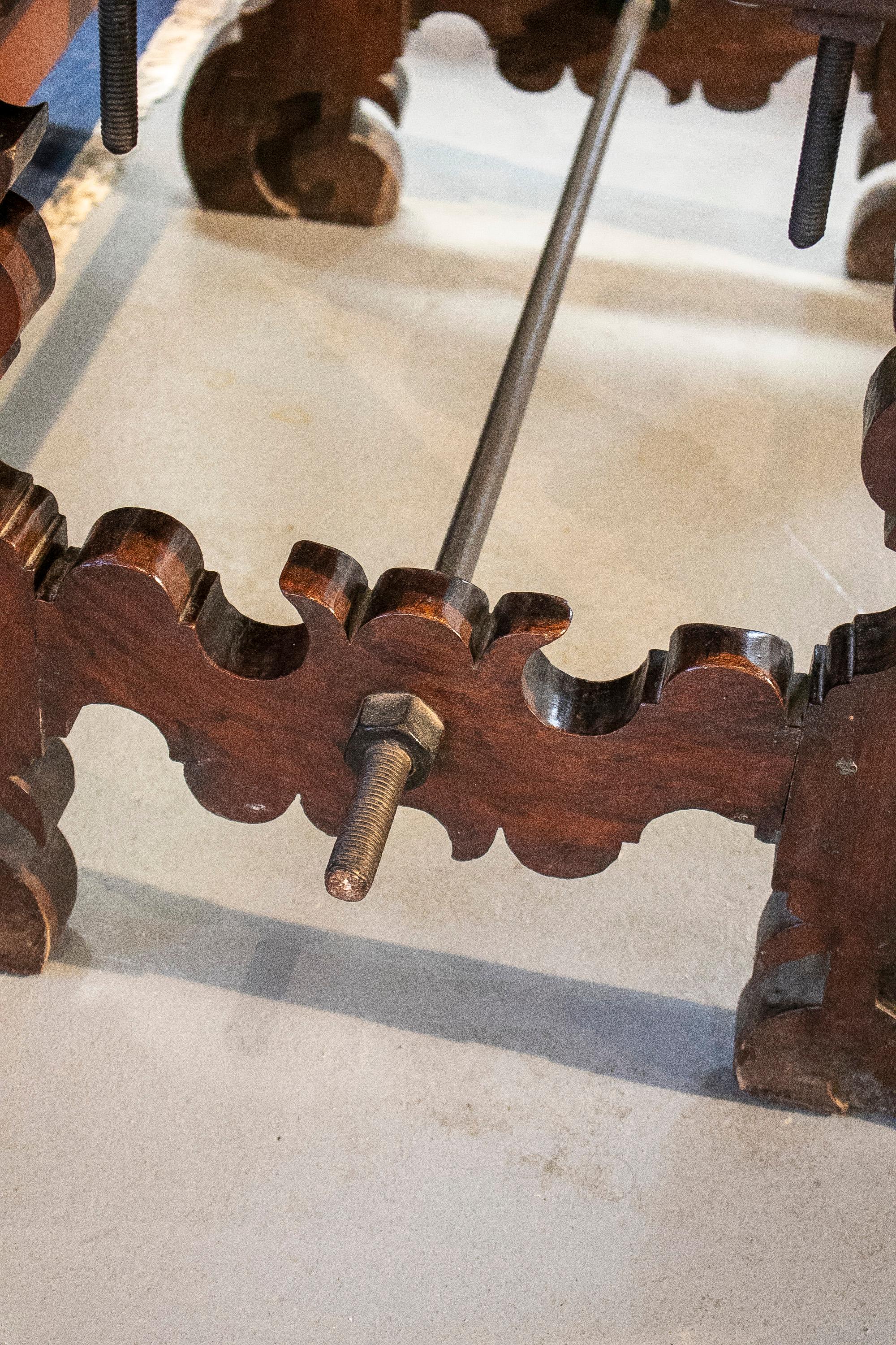 18th Century Spanish 1-Drawer Walnut Console Table w/ Original Iron Hardware For Sale 11