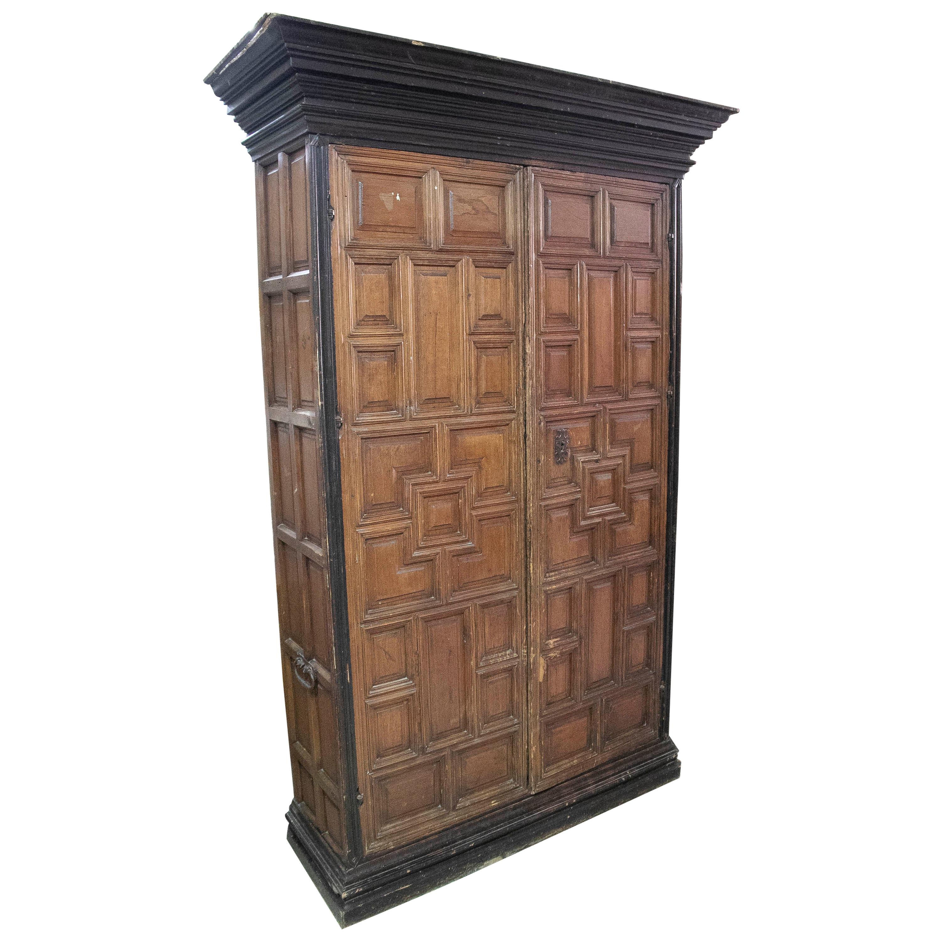 18th Century Spanish 2-Door Cupboard Cabinet w/ Raised Panels For Sale