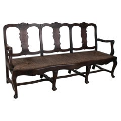 18th Century Spanish 3-Seater Andalusian Bulrush Bench