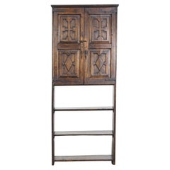 18th century Spanish antique walnut bookcase / pantry cabinet