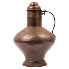 18th Century Spanish Arab Style Copper Water Jug with Compound Dome Lid