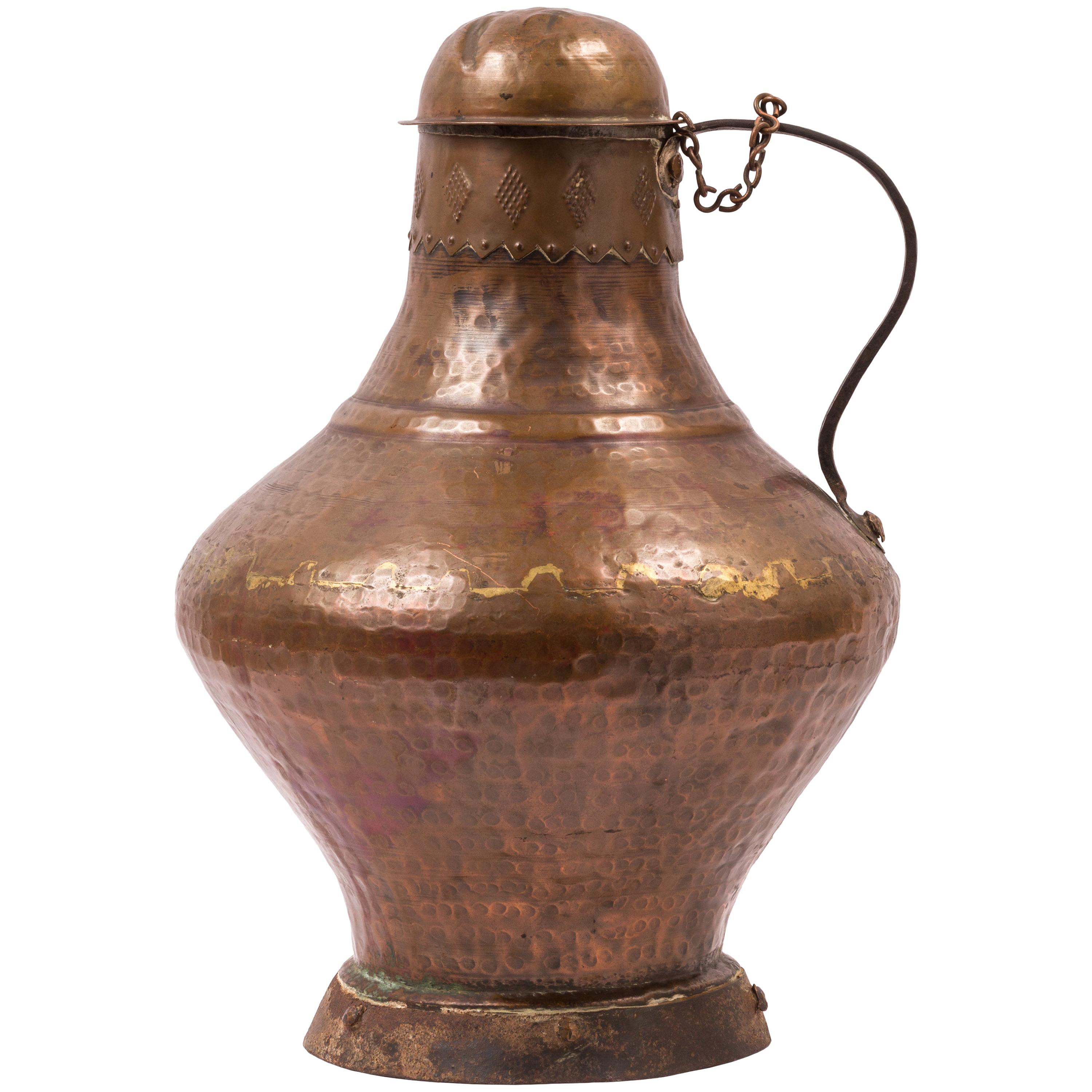 18th Century Spanish Arab Style Copper Water / Milk Jug with Decorative Seam