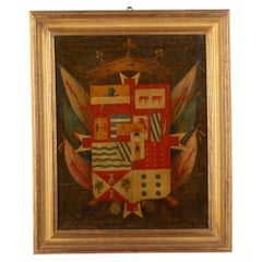 18th Century Spanish Armorial Coat of Arms Painting