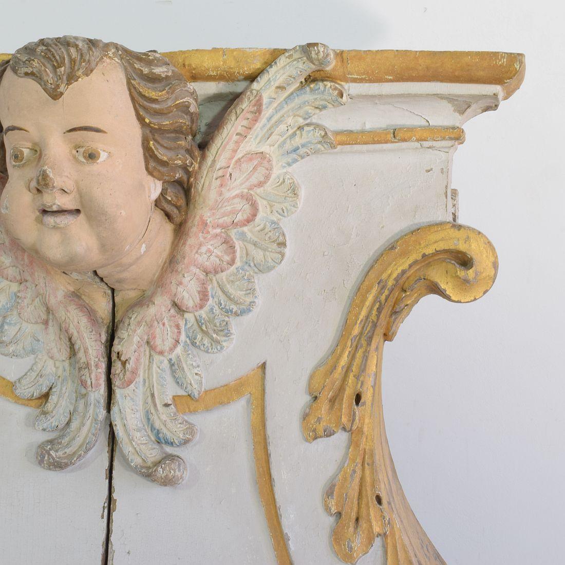 18. Jahrhundert Spanisch Barock geschnitzt Giltwood Altar Ornament mit Engel Kopf im Angebot 7