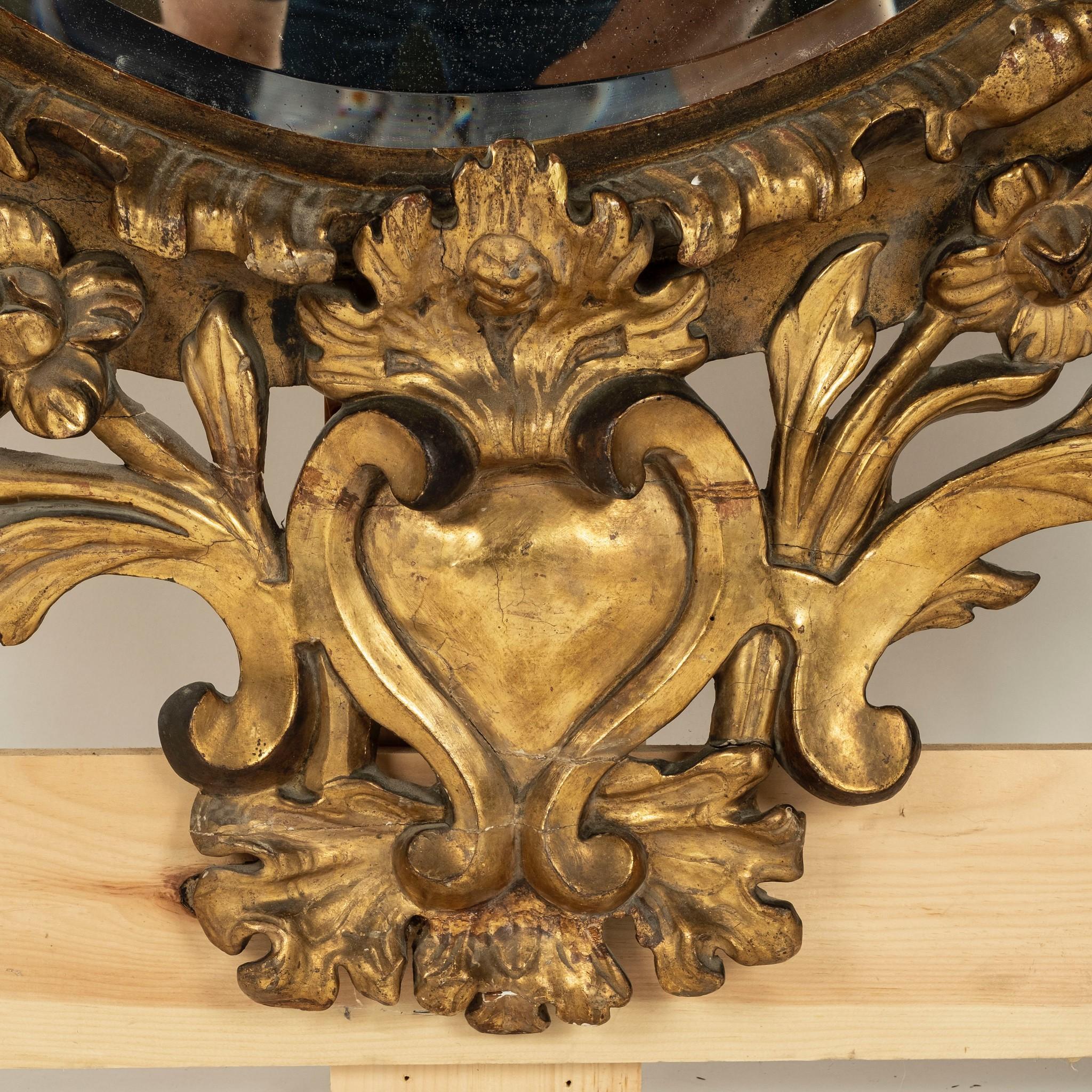 18th Century Spanish Baroque Gilt Wood Mirror For Sale 4