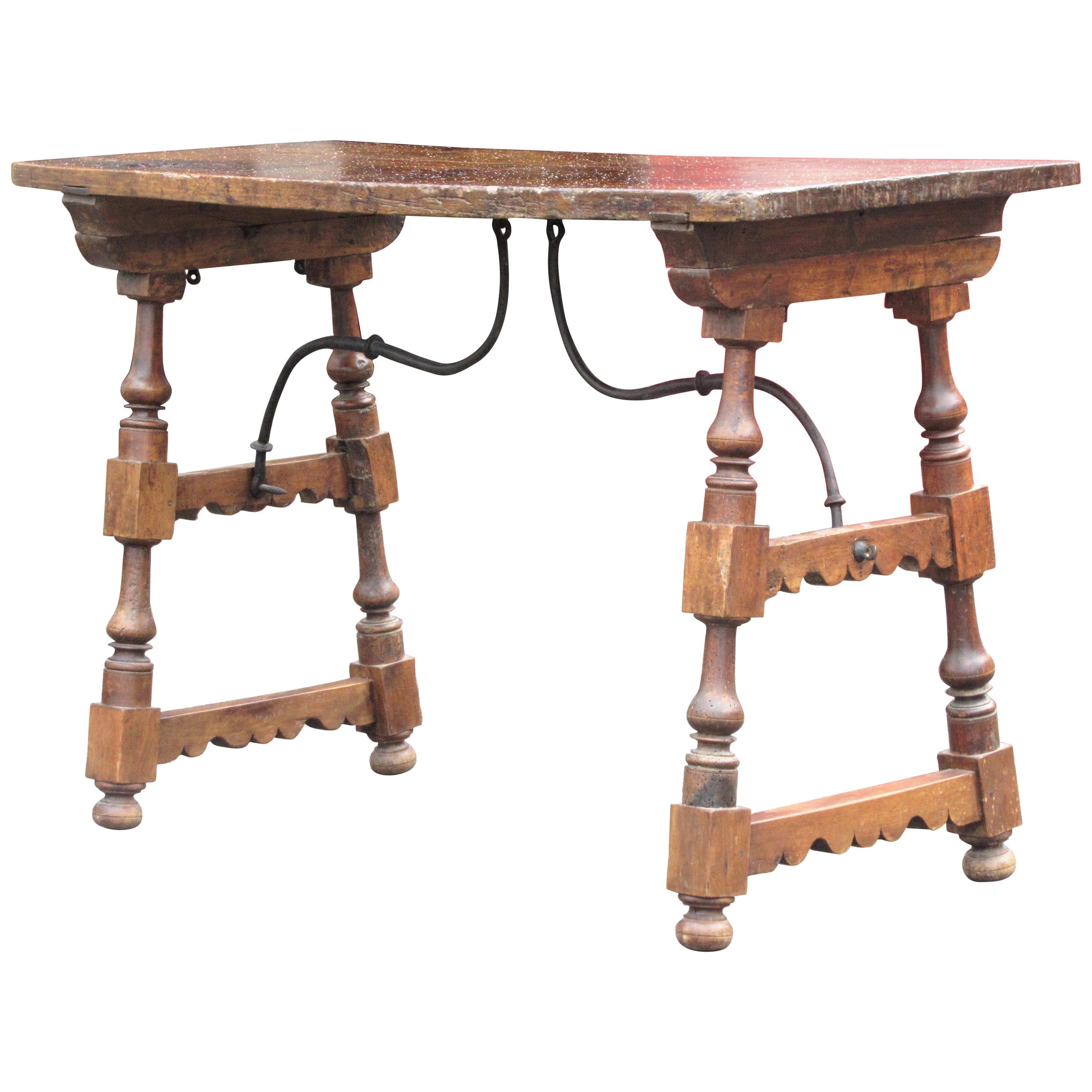 Early Antique Spanish Baroque Walnut Table