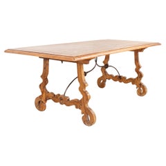 18th Century Spanish Baroque Walnut Dining Library Table