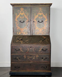 18th Century Spanish Black Hand Painted Secrétaire