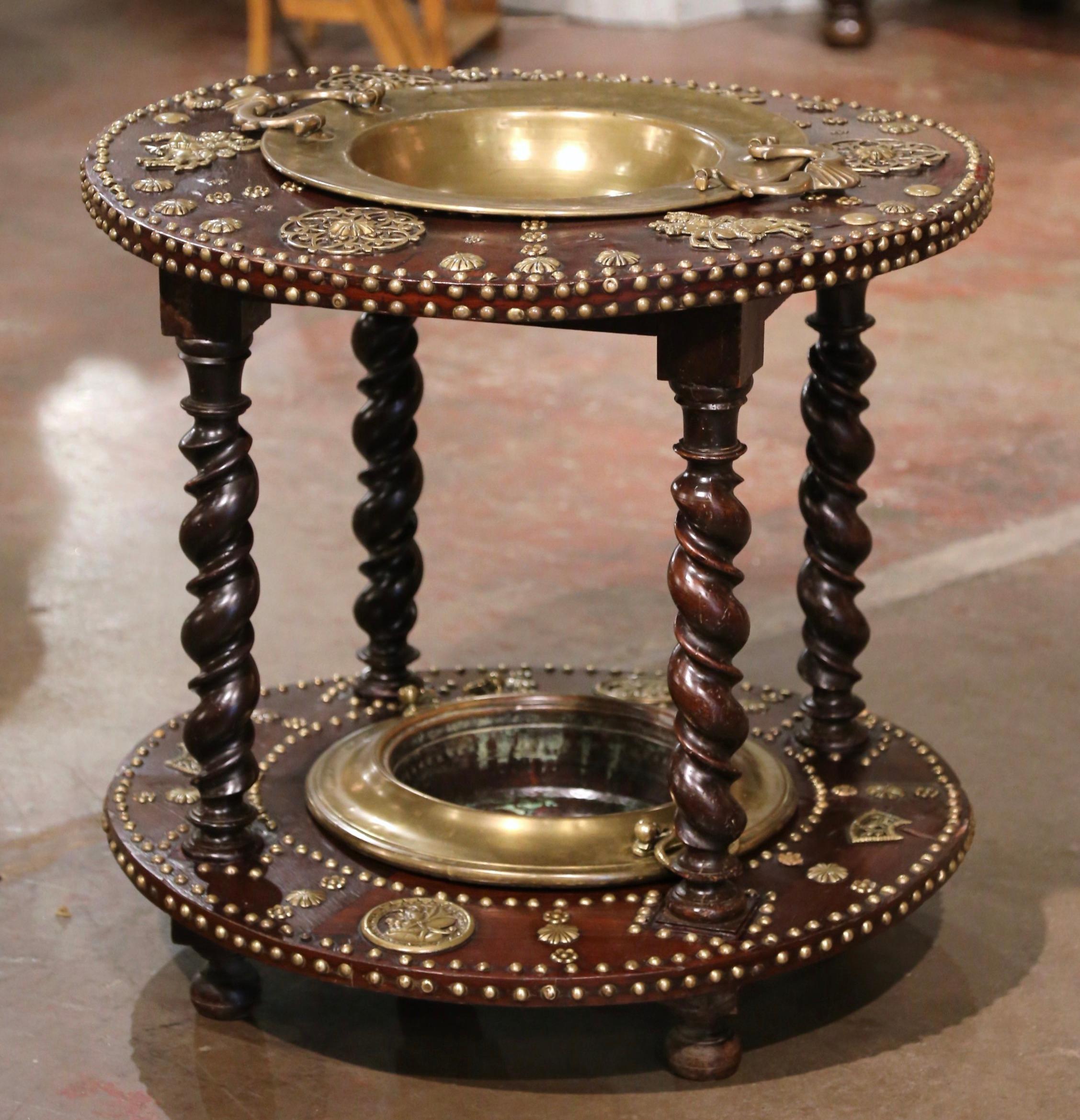 18th Century Spanish Carved Chestnut and Copper 