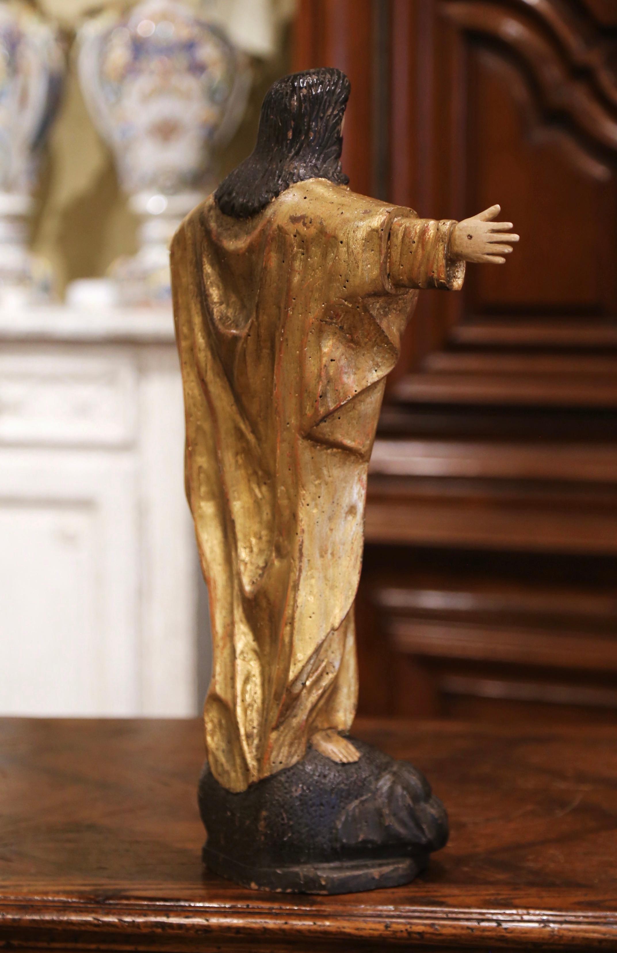 18th Century Spanish Carved Polychrome Gilt Statue of Christ with 