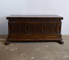 18th Century Spanish Carved Walnut Coffer