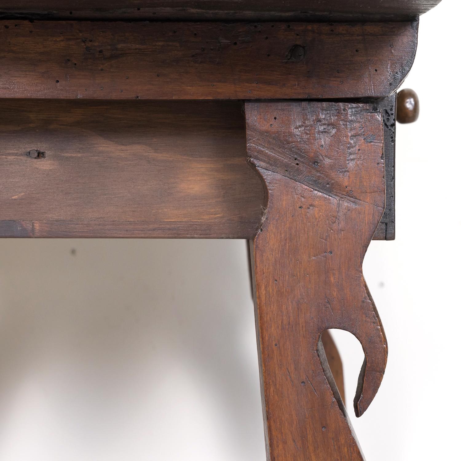 18th Century, Spanish Catalan Walnut Side Table or Desk For Sale 11