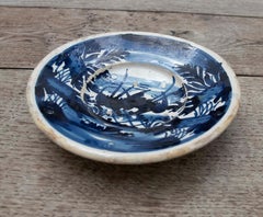 18th Century Spanish Ceramic Plate with a Country Scene