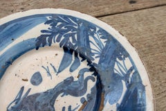 18th Century Spanish Ceramic Plate with a Country Scene