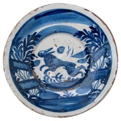18th Century Spanish Ceramic Plate with a Country Scene
