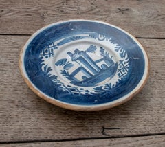 18th Century Spanish Ceramic Plate with Architectural Scene