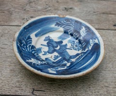 18th Century Spanish Ceramic Plate with Costumbrist Scene