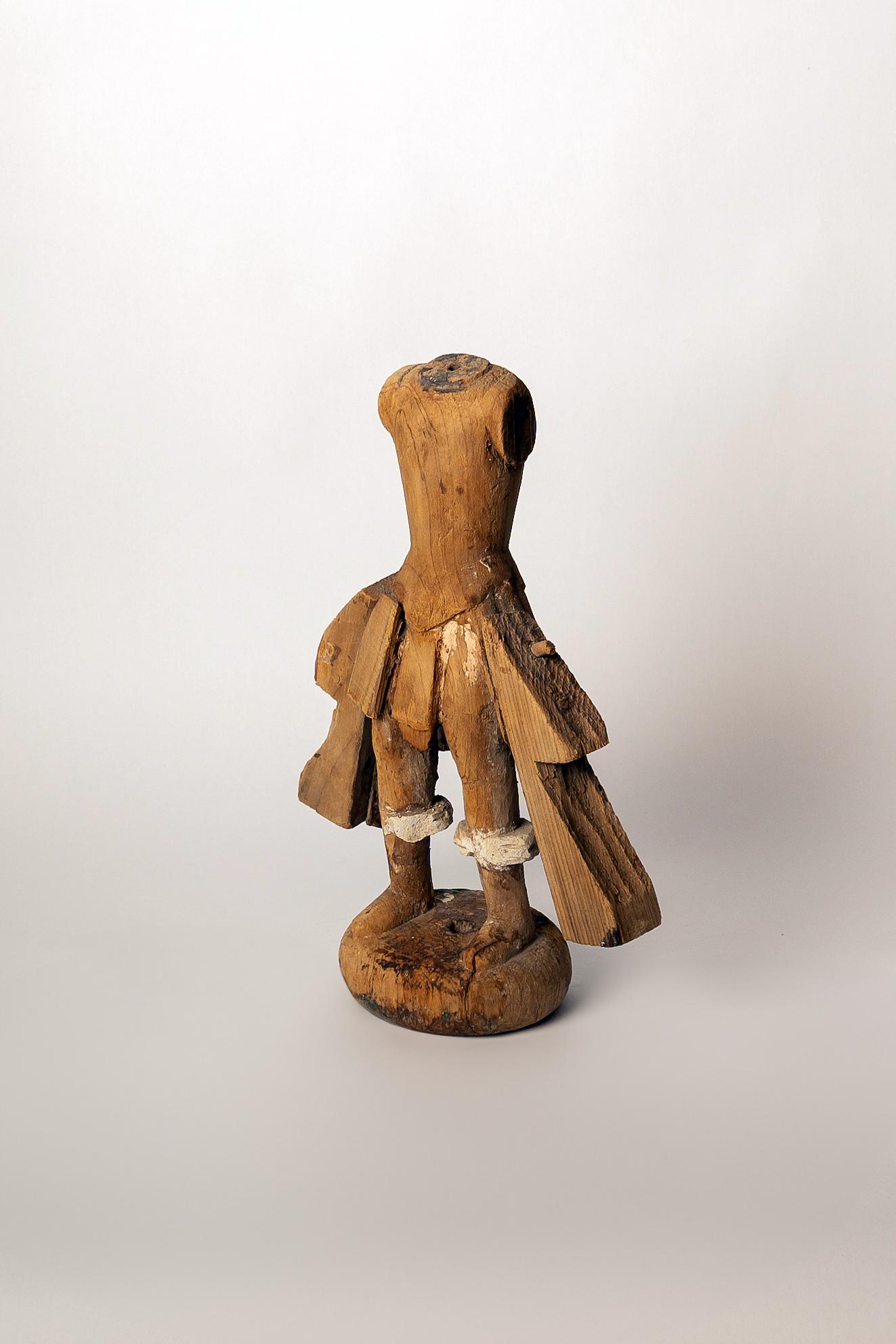 Mexican 18th Century Spanish Colonial Archangel in carved sabino wood. For Sale