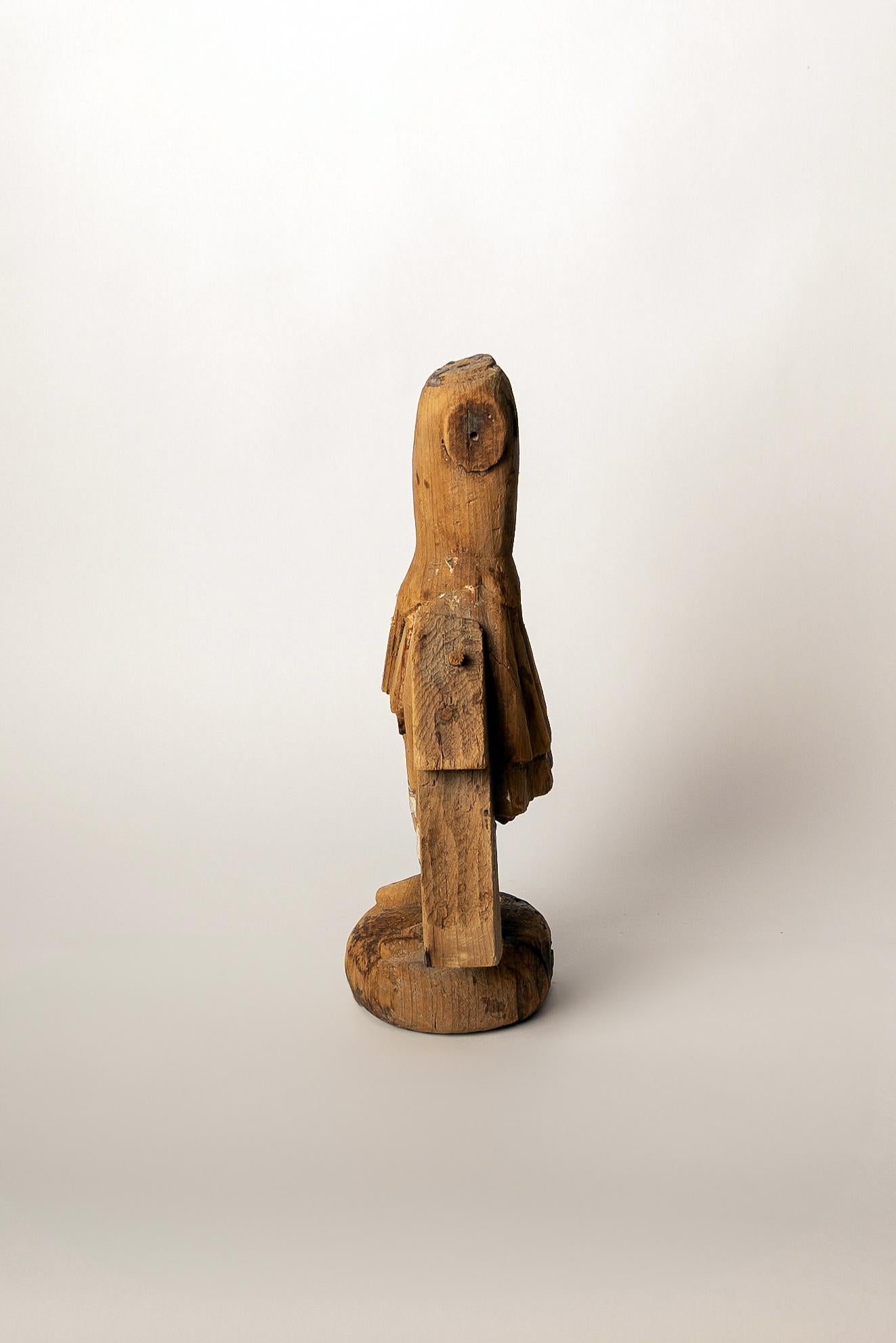 Hand-Carved 18th Century Spanish Colonial Archangel in carved sabino wood. For Sale