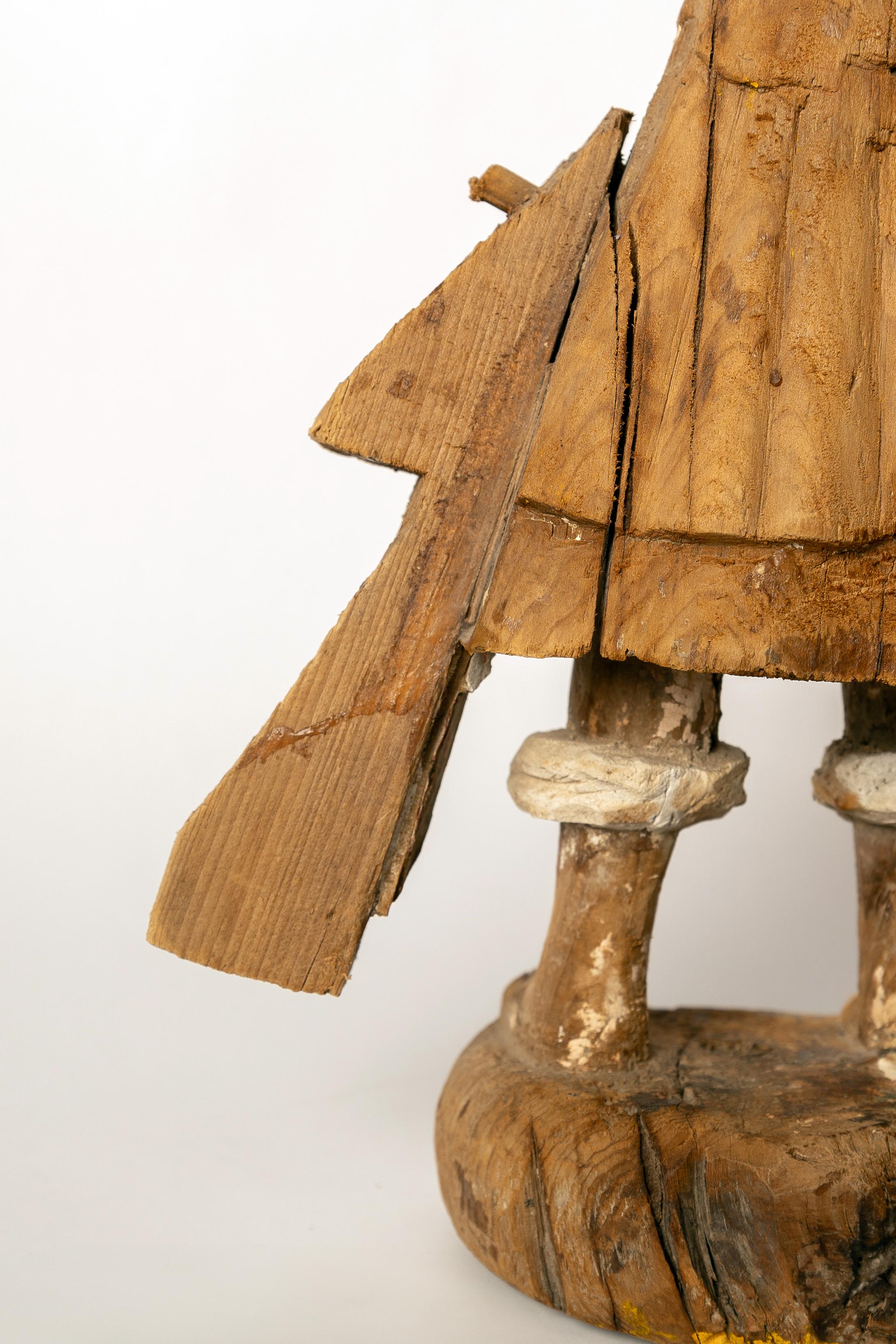 18th Century Spanish Colonial Archangel in carved sabino wood. For Sale 1