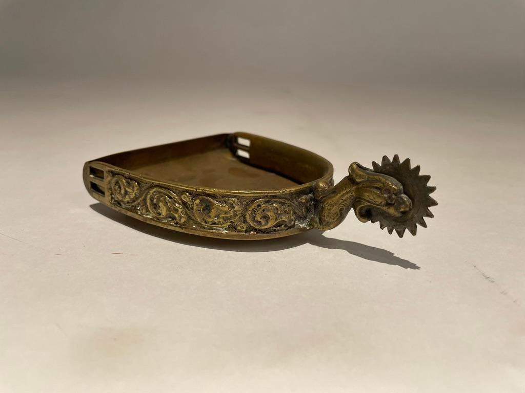 Cast 18th Century Spanish Colonial Bronze and Steel Spur  For Sale