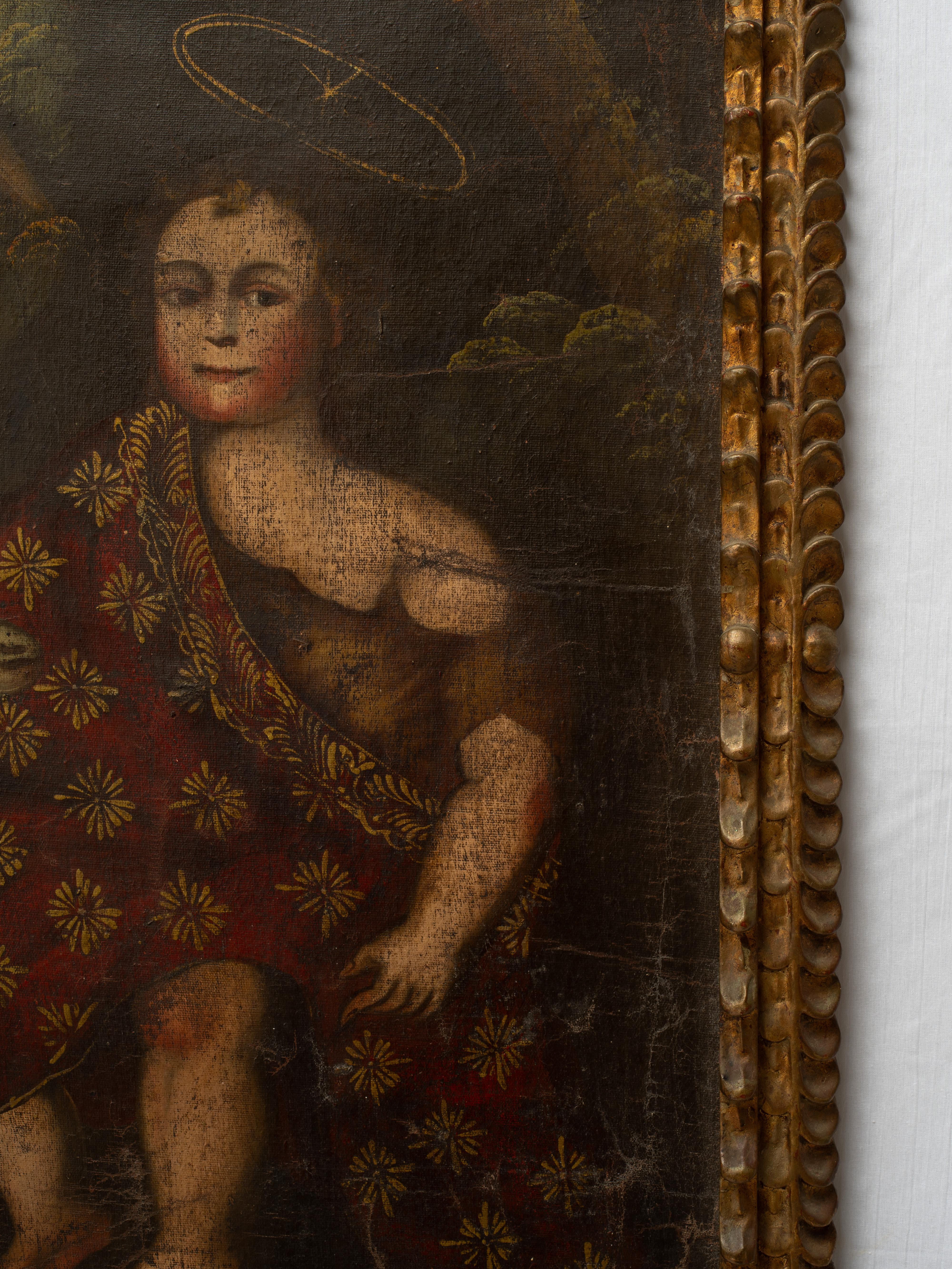 18th Century Spanish Colonial Cusco School Painting of Saint John The Baptist im Angebot 2