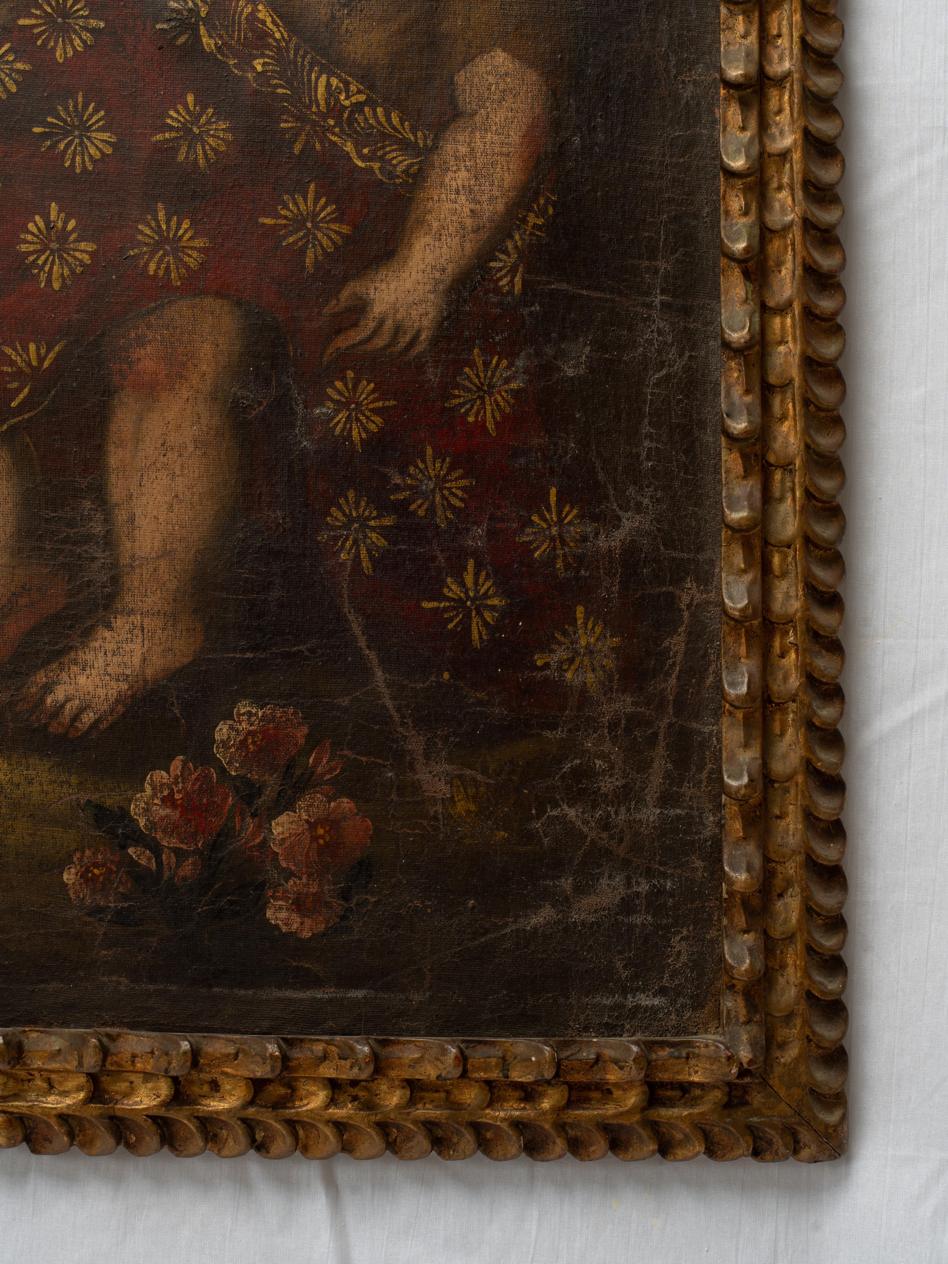 18th Century Spanish Colonial Cusco School Painting of Saint John The Baptist (Peruanisch) im Angebot