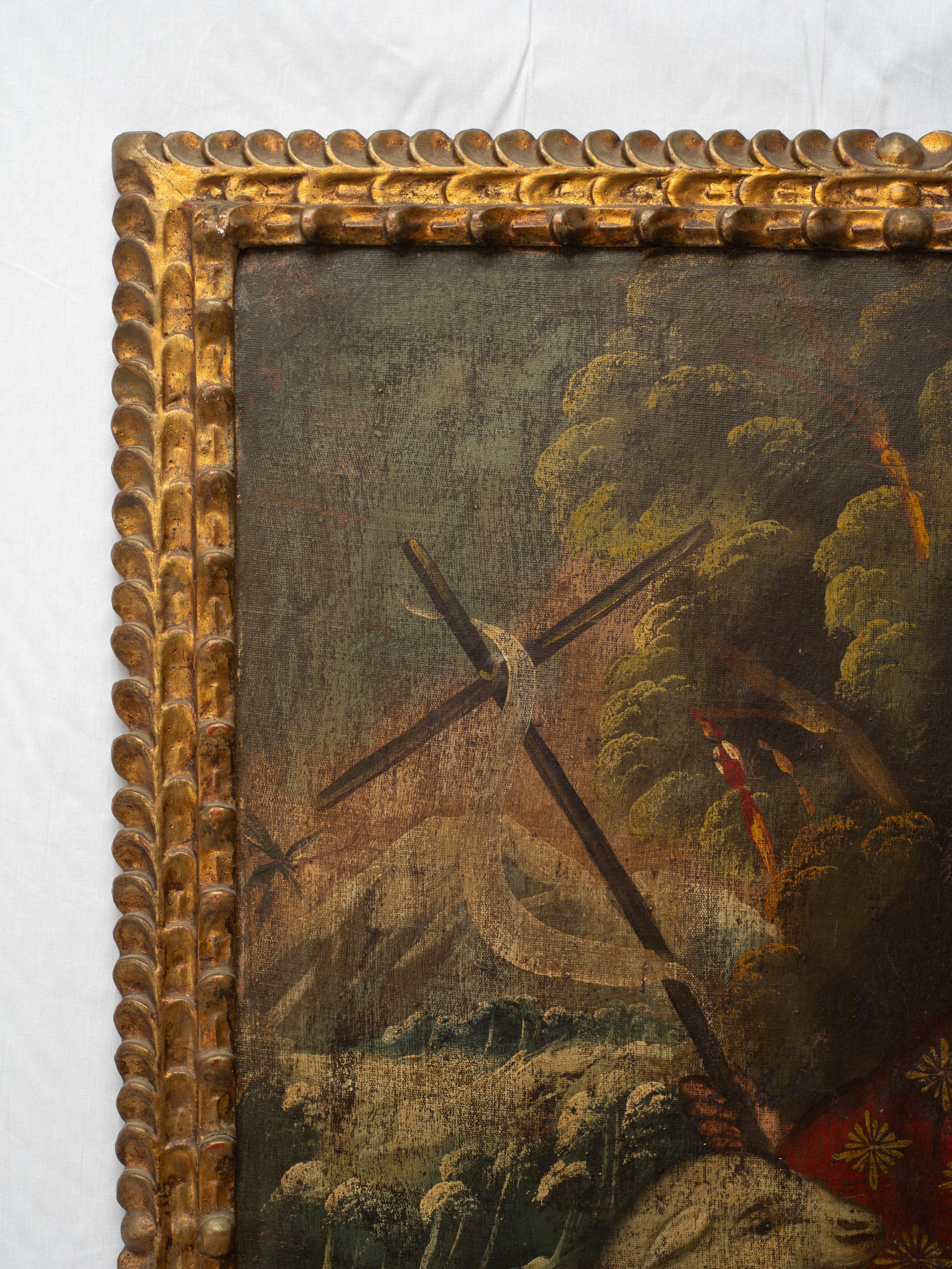 18th Century Spanish Colonial Cusco School Painting of Saint John The Baptist (18. Jahrhundert und früher) im Angebot