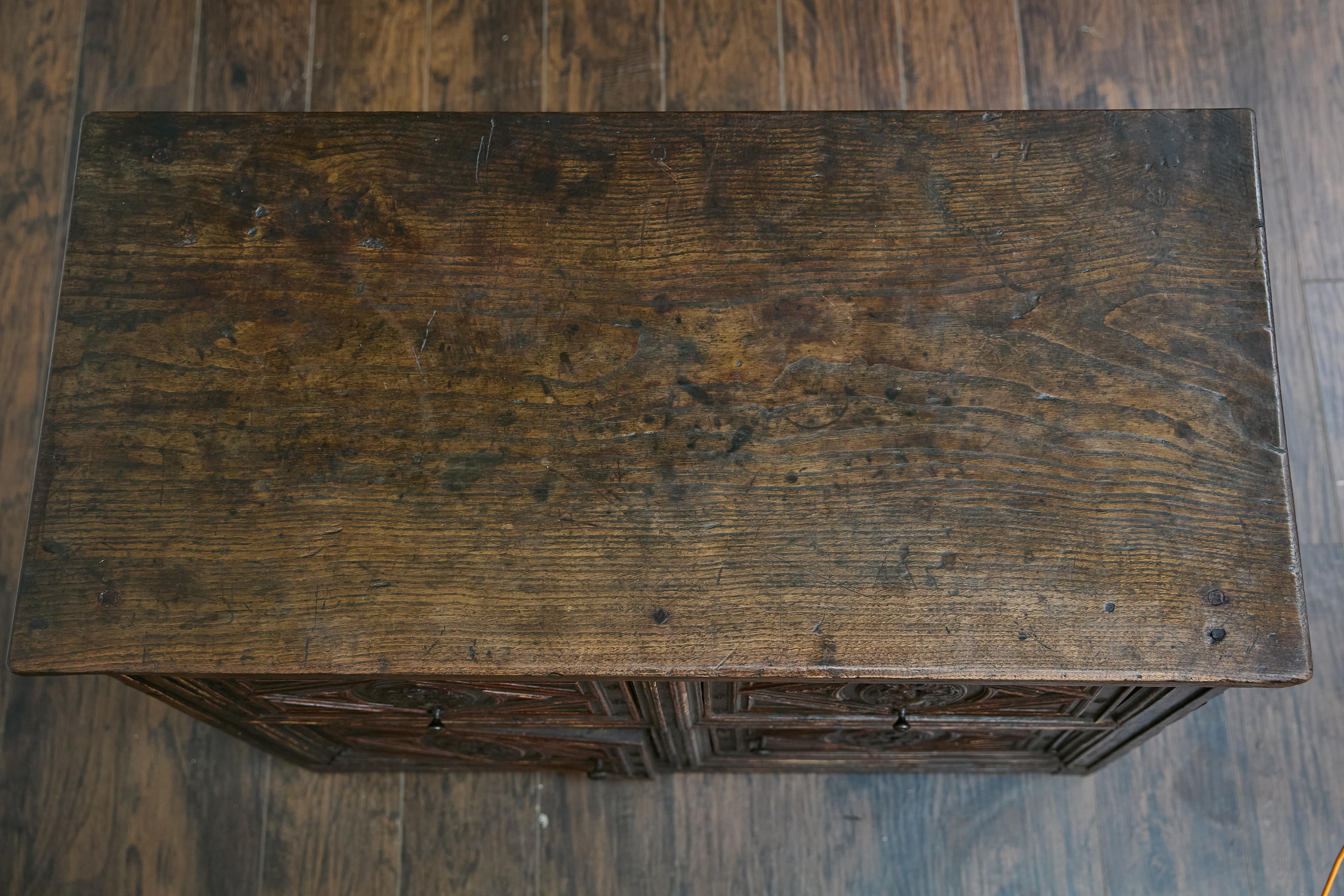 18th Century Spanish Colonial Geometric Front Sideboard with Drawers and Doors 7