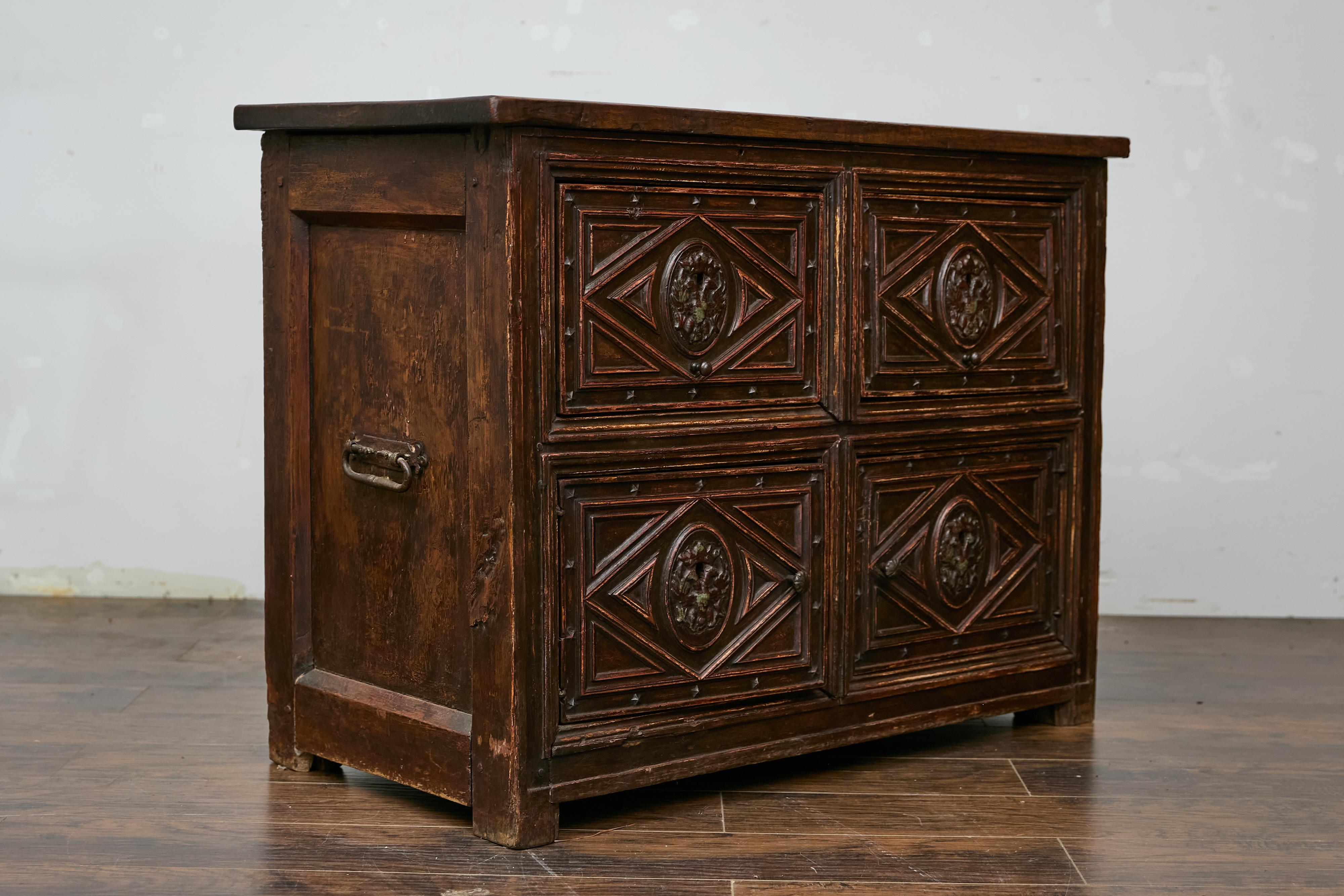 18th Century Spanish Colonial Geometric Front Sideboard with Drawers and Doors In Good Condition In Atlanta, GA