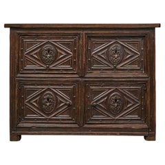 18th Century Spanish Colonial Geometric Front Sideboard with Drawers and Doors
