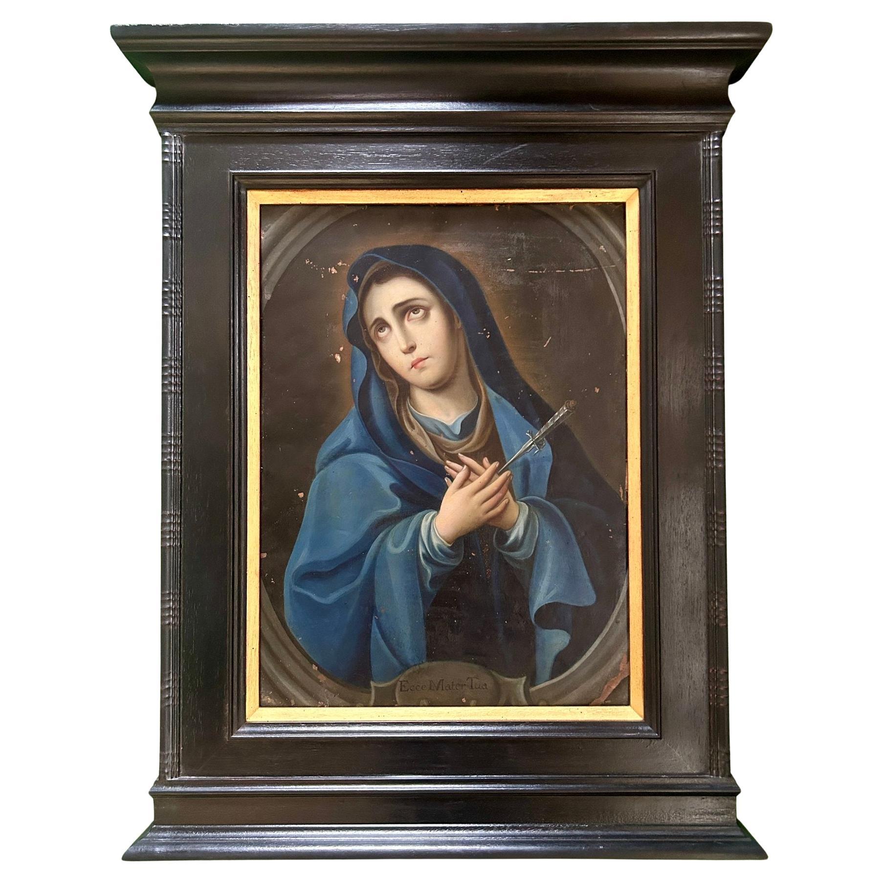 Pintura al óleo colonial española del siglo XVIII Mater Dolorosa (Nuestra Señora de los Dolores)